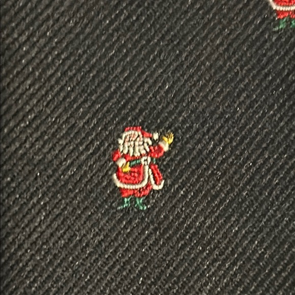 Men's Black Tie with Red Santa Pattern - Picture 3 of 3